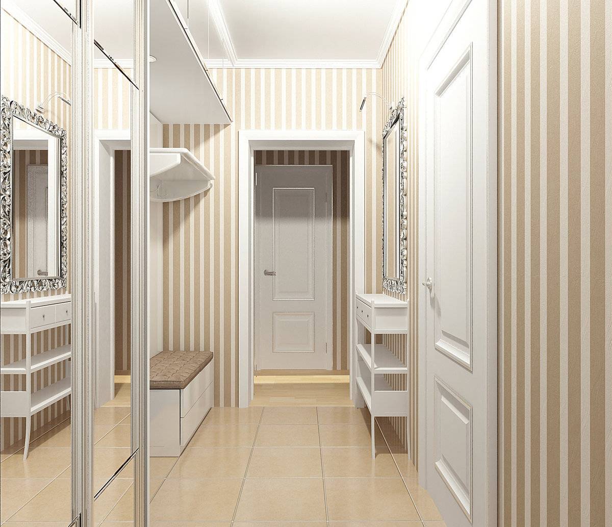 коридор дизайн интерьера белая мебель