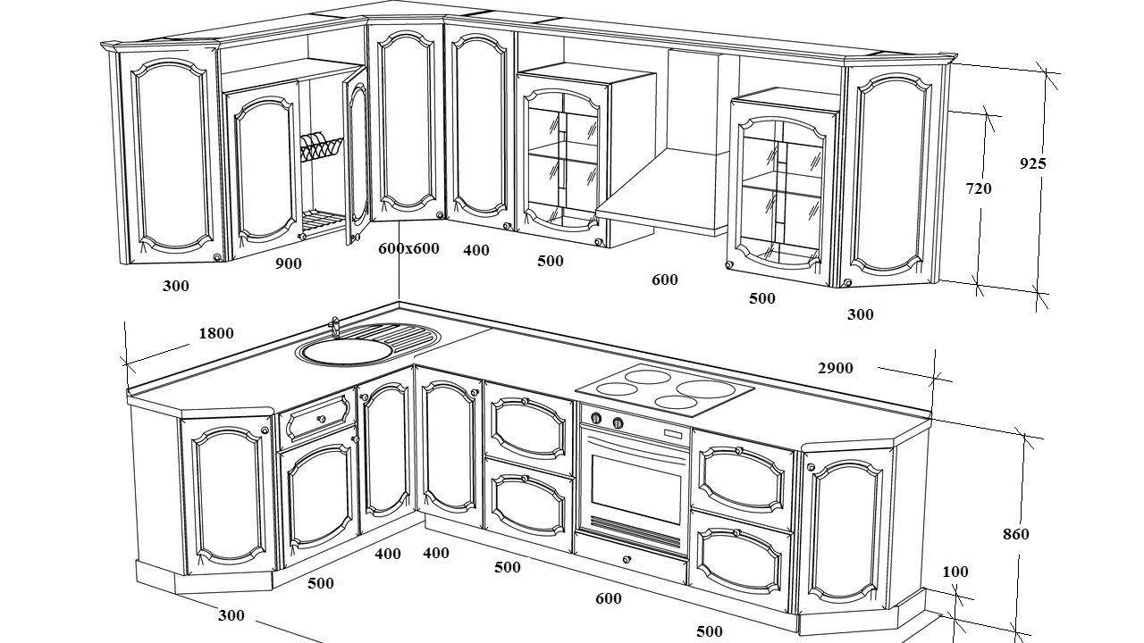 стандарты кухонной мебели размеры по высоте и длине