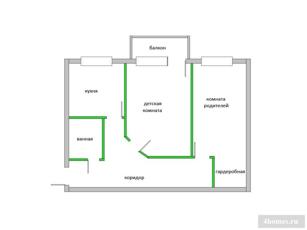 План двухкомнатной хрущевки