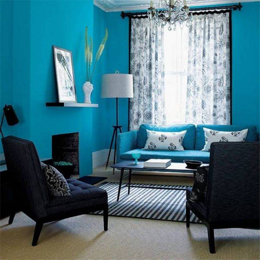 Голубой цвет стен в интерьере - 75 фото идеального дизайна