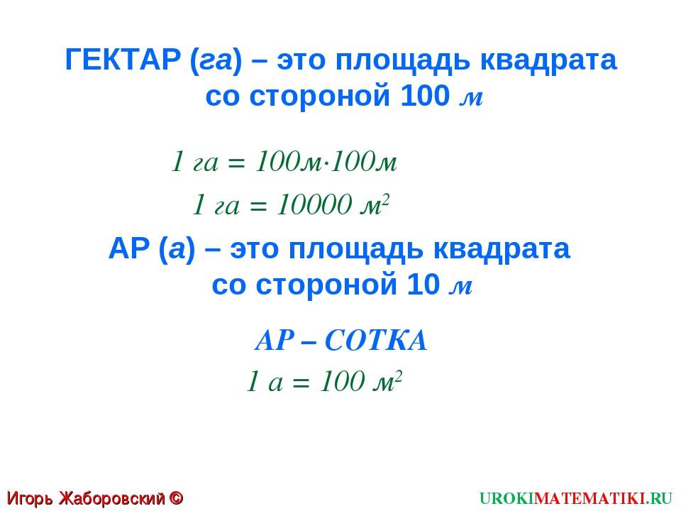 Сколько в гектаре квадратных соток, метров