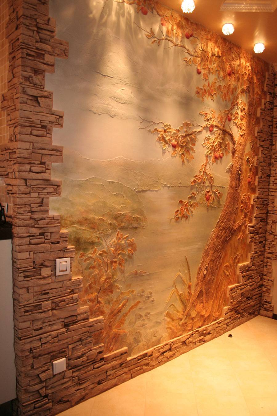декоративная отделка стен в прихожей фото
