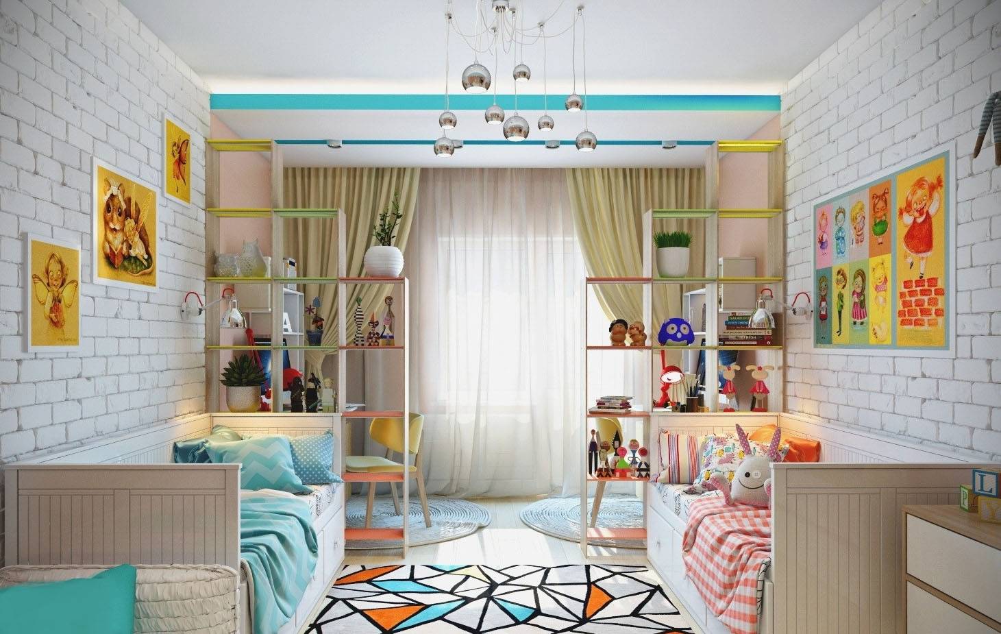 Мебель для детской комнаты для двоих разнополых школьников