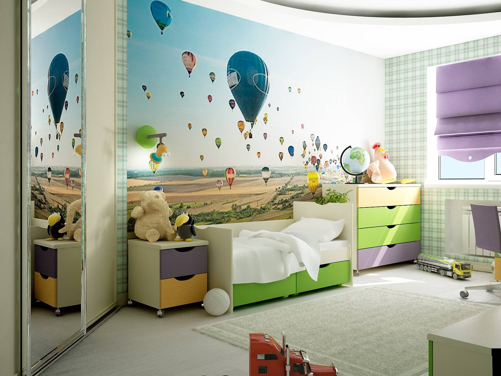 Фотообои в детскую комнату для разнополых фото дизайн