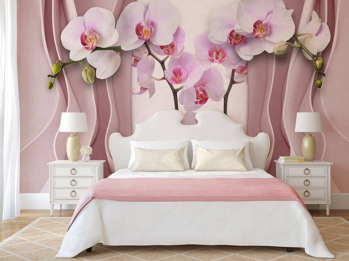 Красивые цветы на стены. Красивые фотообои в спальню. Фотообои в спальню над кроватью. Фотообои 3д для стен в спальню. Спальня с цветочными обоями.