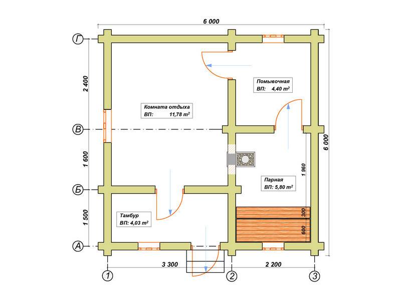 Проект дома бани 6х6