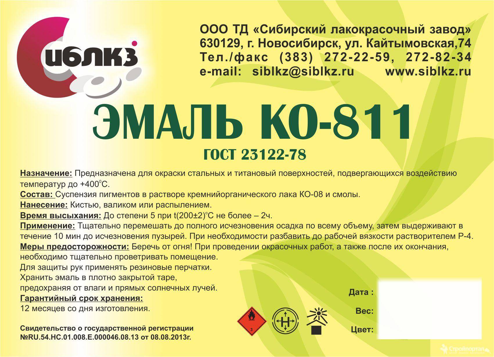 Эмали ко-198 и ко-174 - технические характеристики