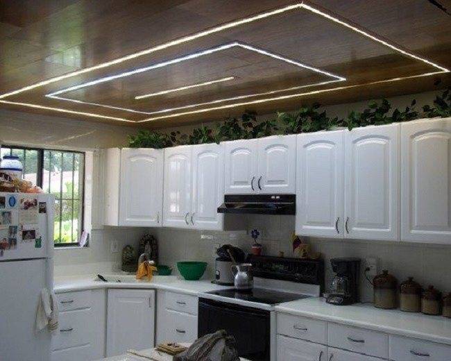 Потолок из гипсокартона на кухне: 80 фото-идей