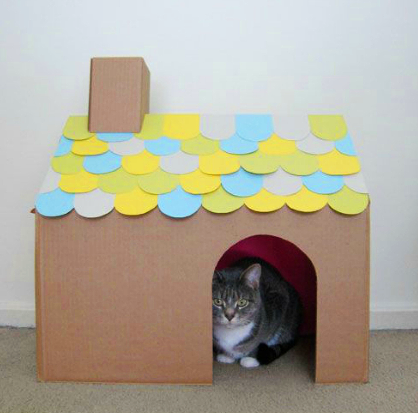Кошкин дом из картонной коробки