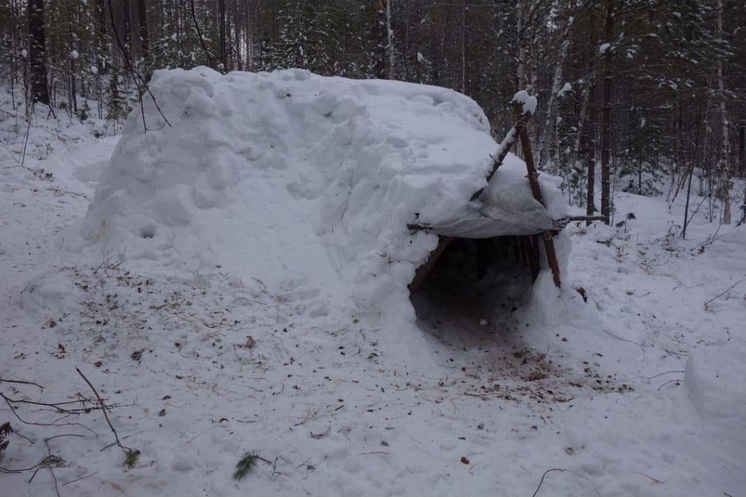 Шалаш для ночевки в лесу