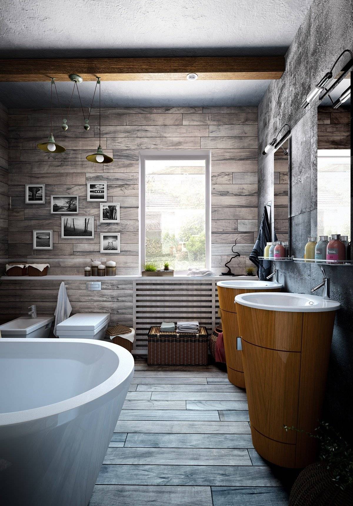 Стиль лофт в ванной: выбор цвета и материалов