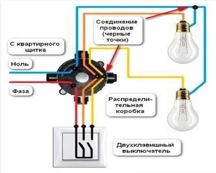 Порядок и схема подключения люстры к двойному выключателю. как подключить люстру к выключателю