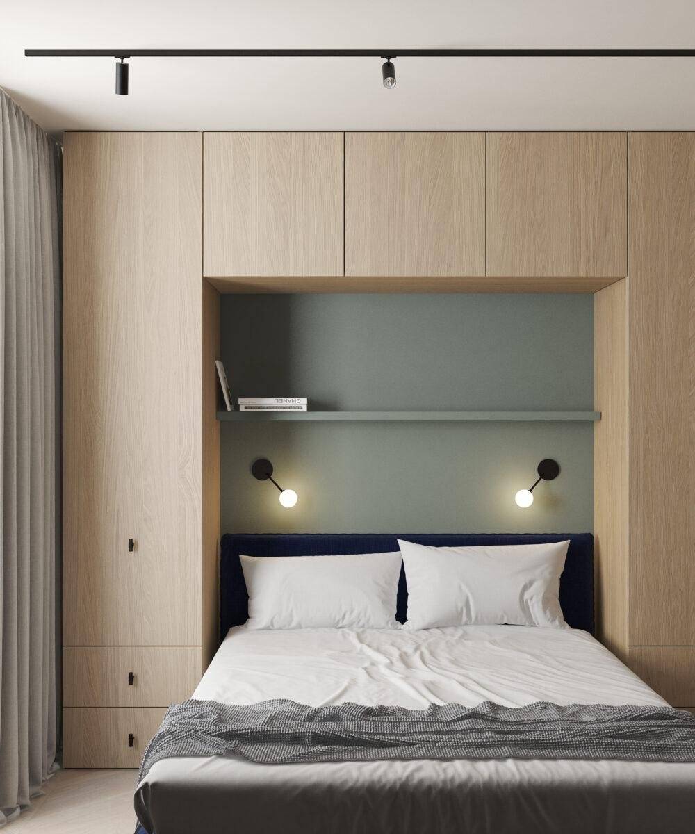 спальня 13 м2 дизайн со шкафом