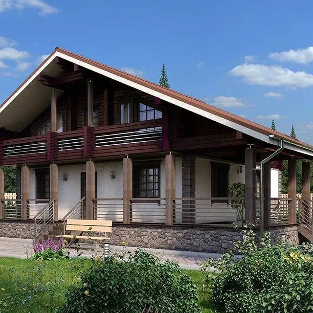 Проекты комбинированных домов из кирпича и бруса: фото, обкладка и облицовка
