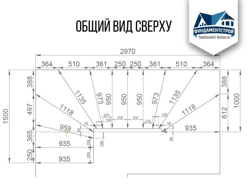 Чертеж лестницы с забежными ступенями