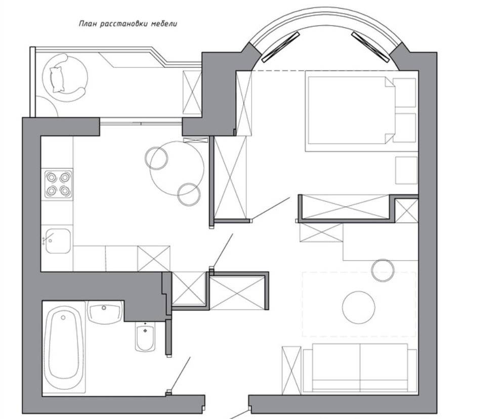 План однокомнатной квартиры перепланировка