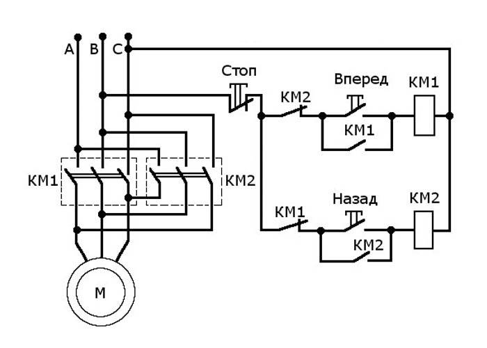 Схема подключения реверсивного двигателя