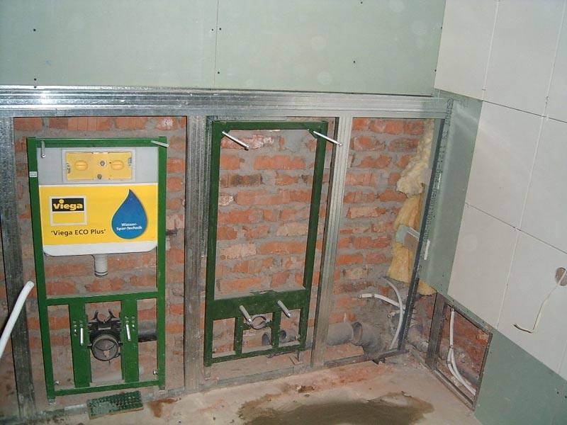 Обшивка инсталляции унитаза гипсокартоном: порядок работ