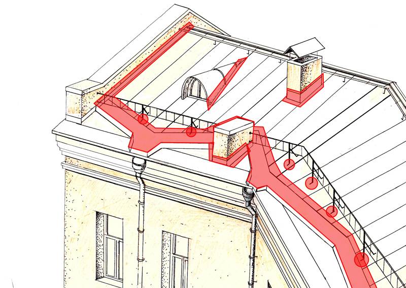 Водосточная труба на фасаде чертеж