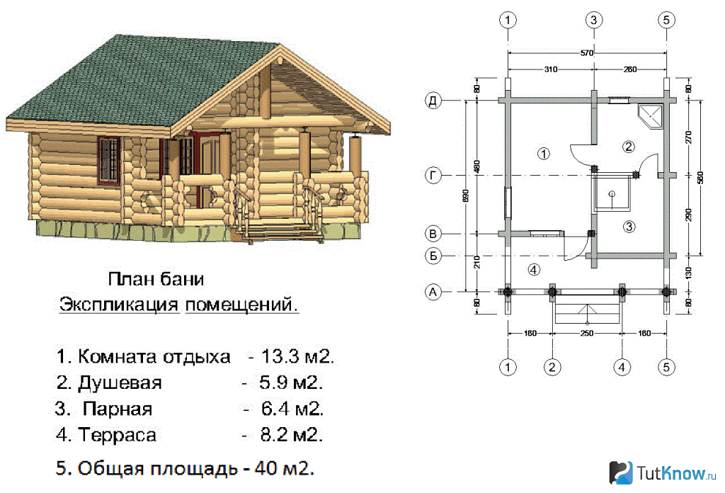 Типовой проект бревенчатого дома