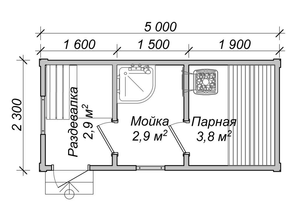 План бани 4 5 на 5