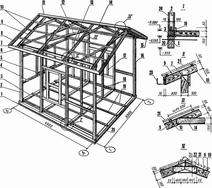 Проект каркасной бытовки 6х4