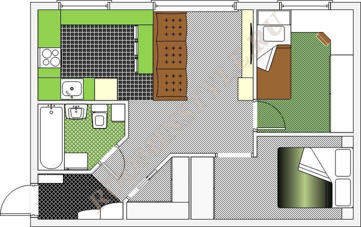 Проект хрущевки 2 комнаты