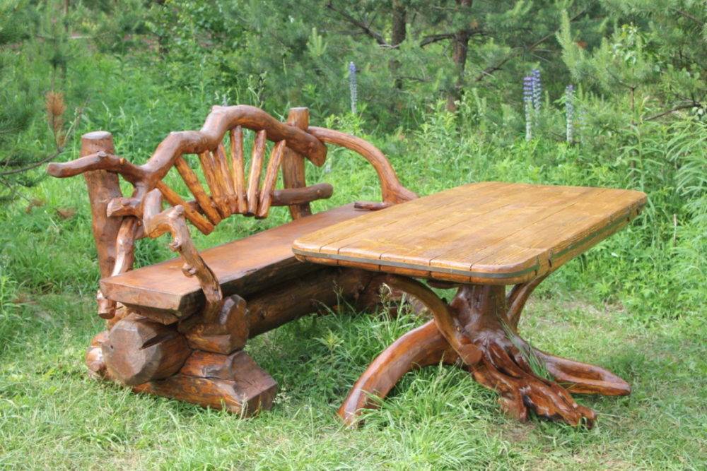 Скамейки из бревна, их виды и технология изготовления