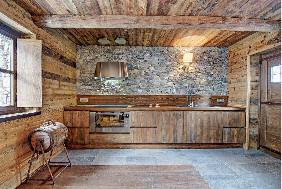 фото отделки кухни в деревянном доме