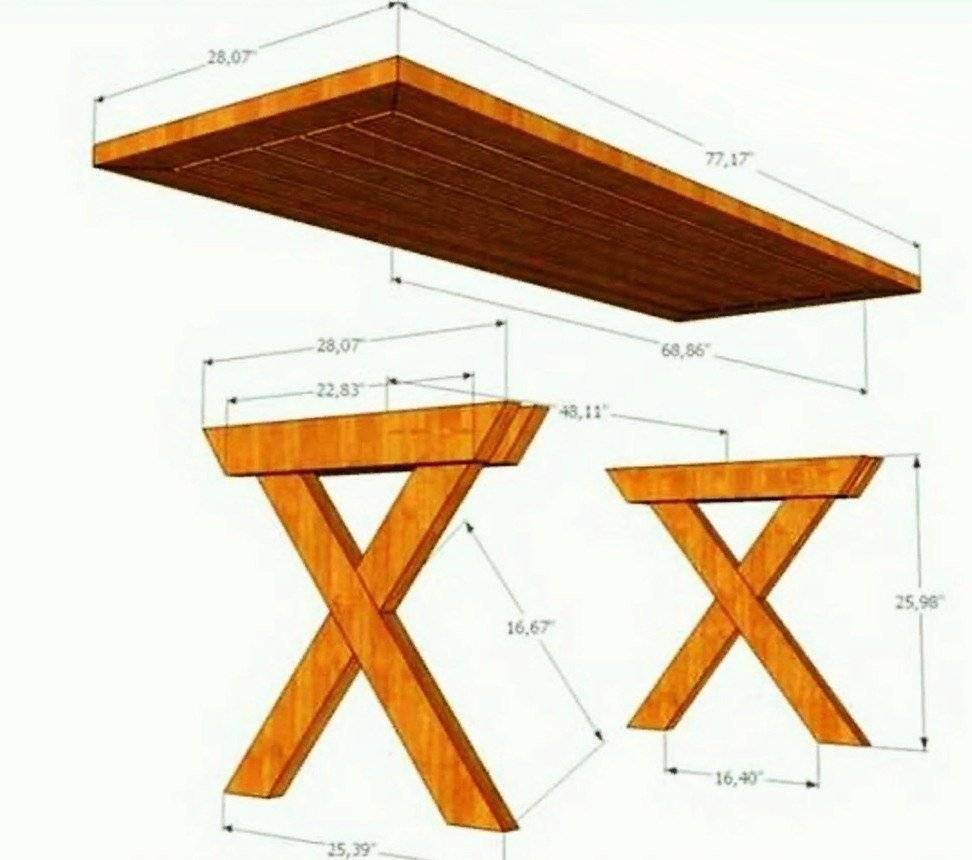 Стол для дачи уличный деревянный чертеж - 94 фото