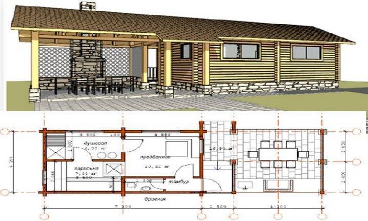 План беседки с хозблоком