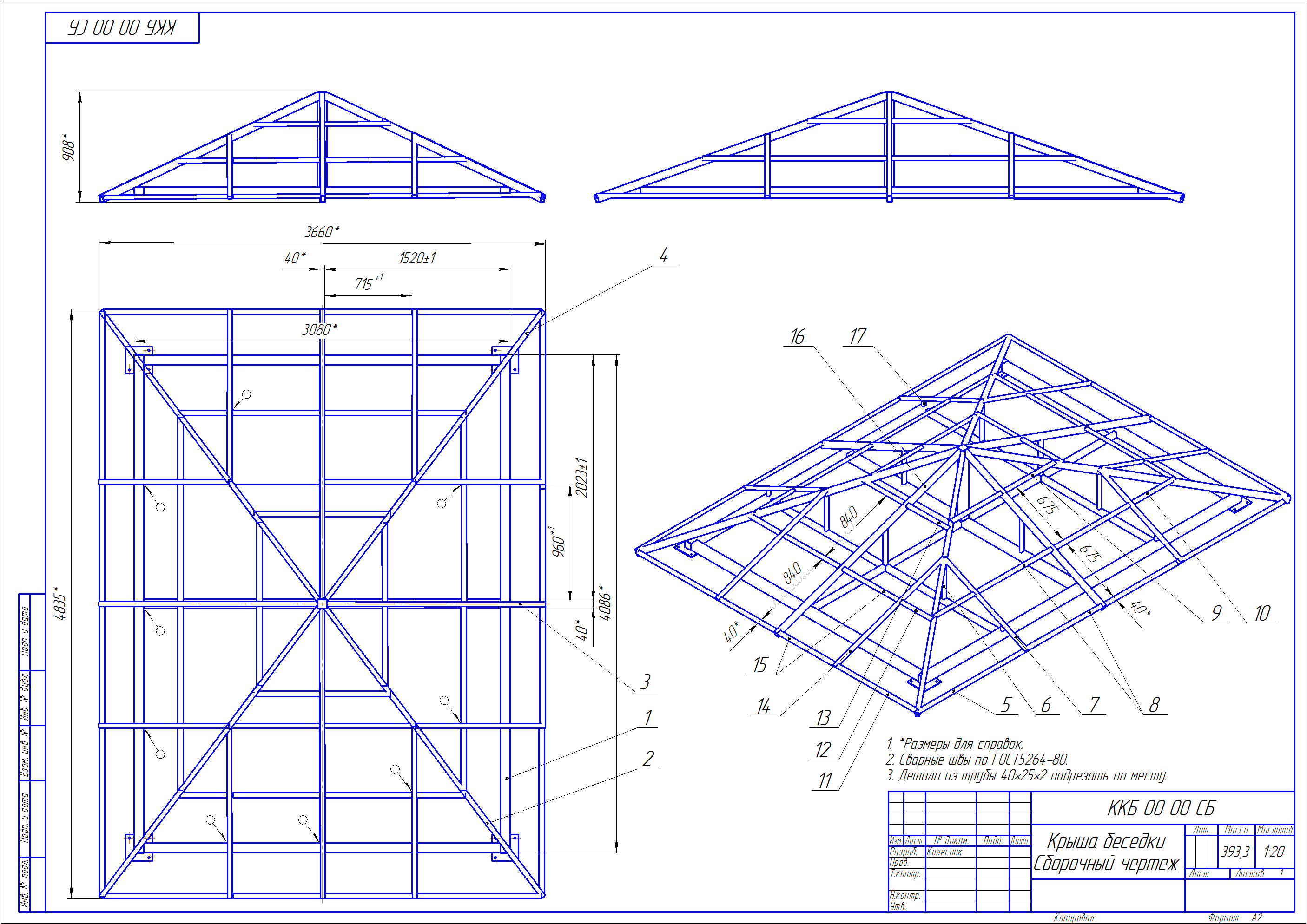 Крыша конвертом схема