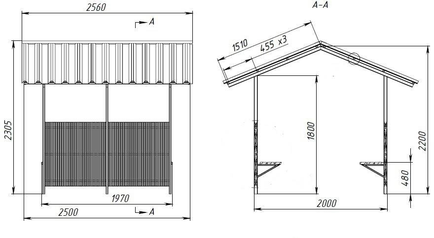 Беседка из металлопрофиля чертежи