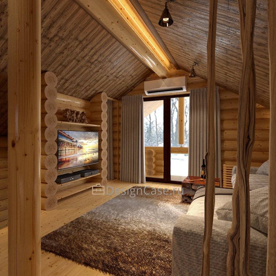 Интерьер одноэтажного деревянного дома