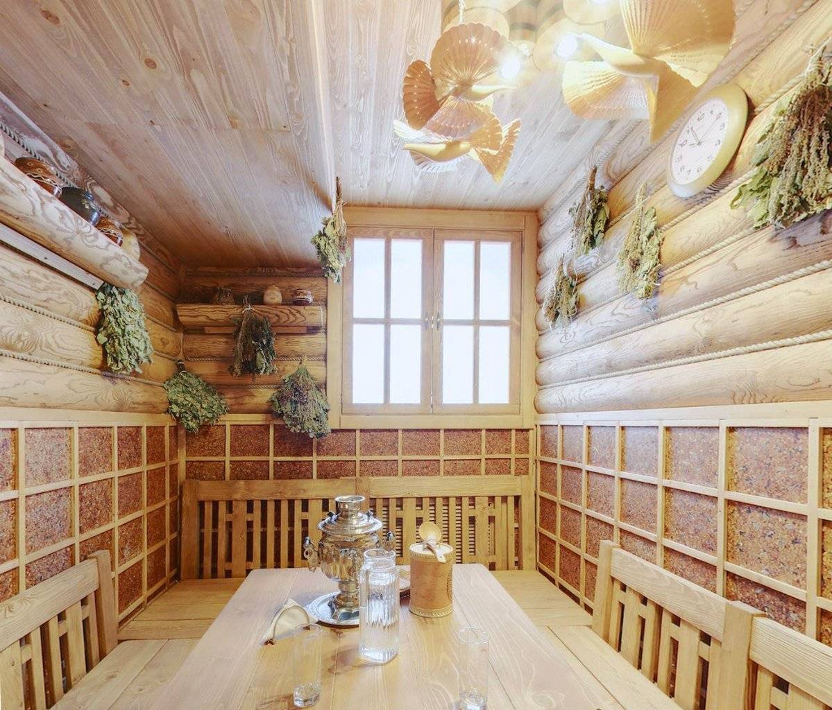 внутренняя отделка бани с комнатой отдыха