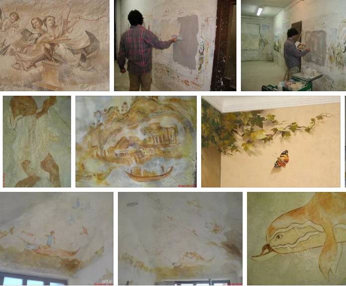 Варианты живописи по сырой штукатурке водяными красками