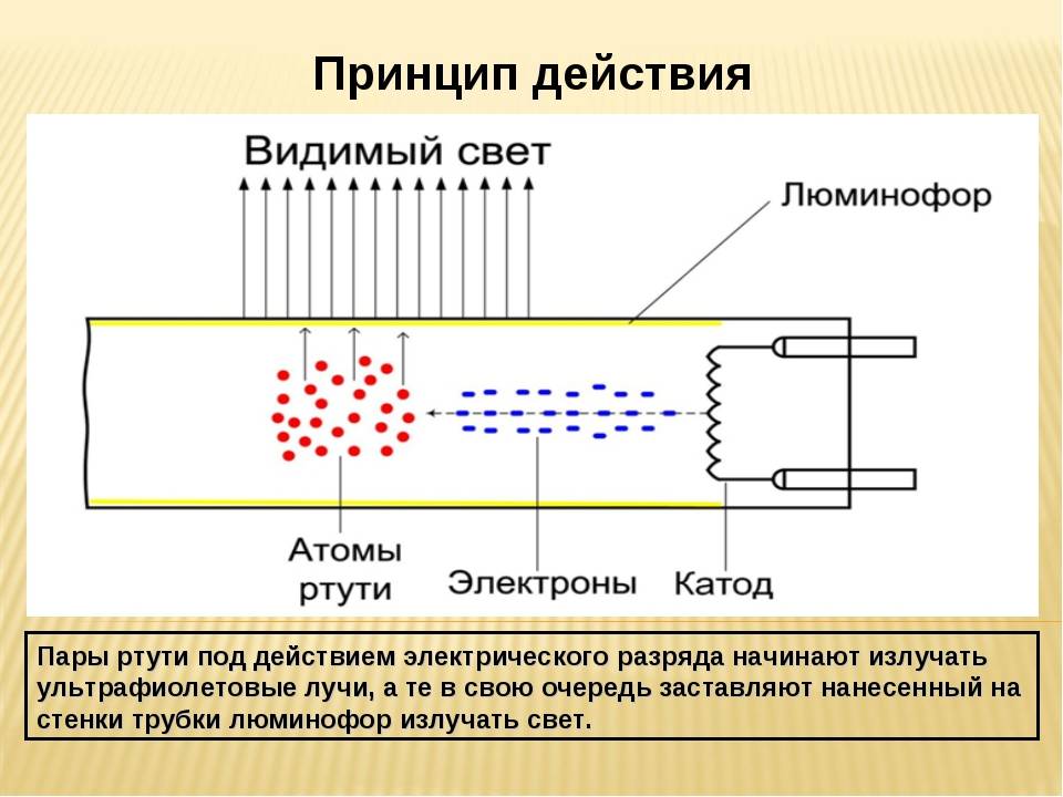 Схема работы люминесцентной лампы