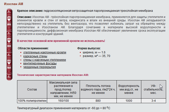 Изоспан: инструкция по применению a,b,c,d, технические характеристики