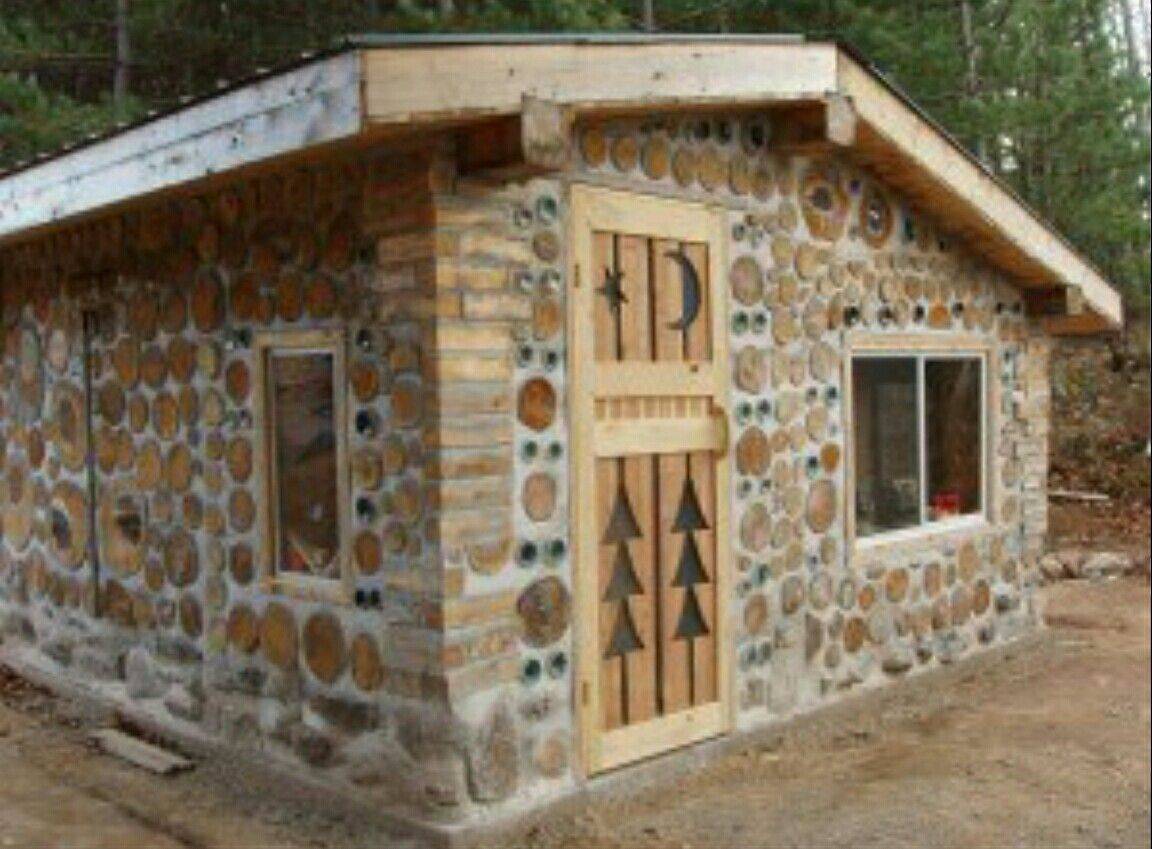 Как построить дом из дров и цемента (баня из поленьев, чурбаков и бетона)