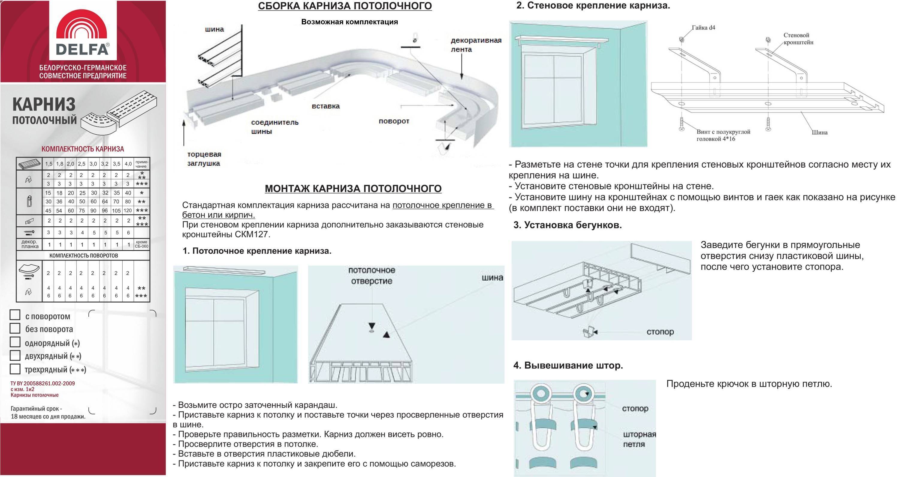 Как собрать карниз (гардину), двухрядный, с кольцами и т.д.
