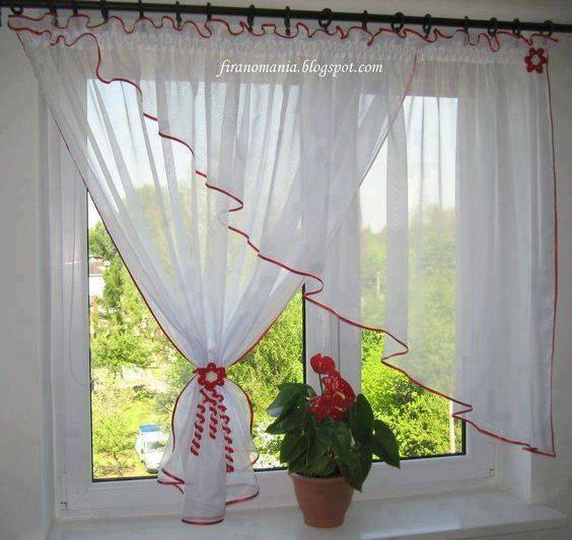 Тюль для кухни - правила дизайна, инструкция по шитью, идеи (фото)