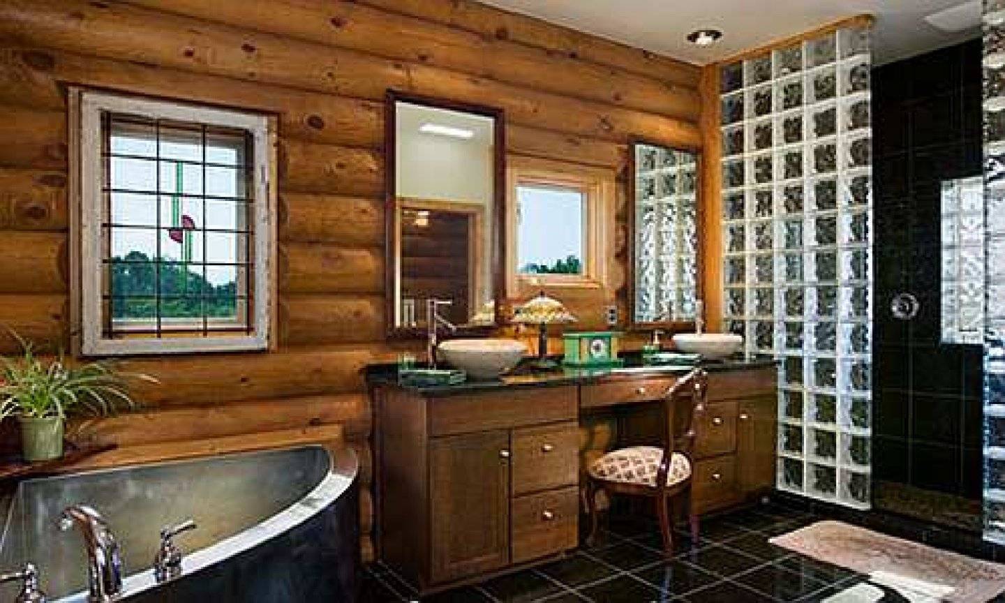 дизайн ванной комнаты в деревянном доме фото