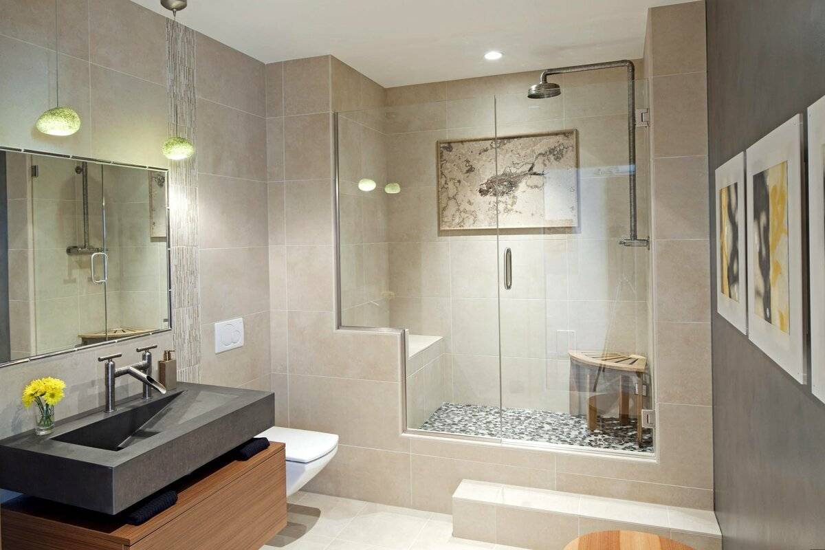 ванна комната с душевой кабиной фото