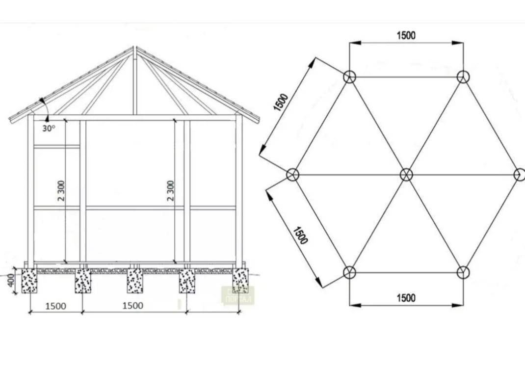 План беседки 6 на 6