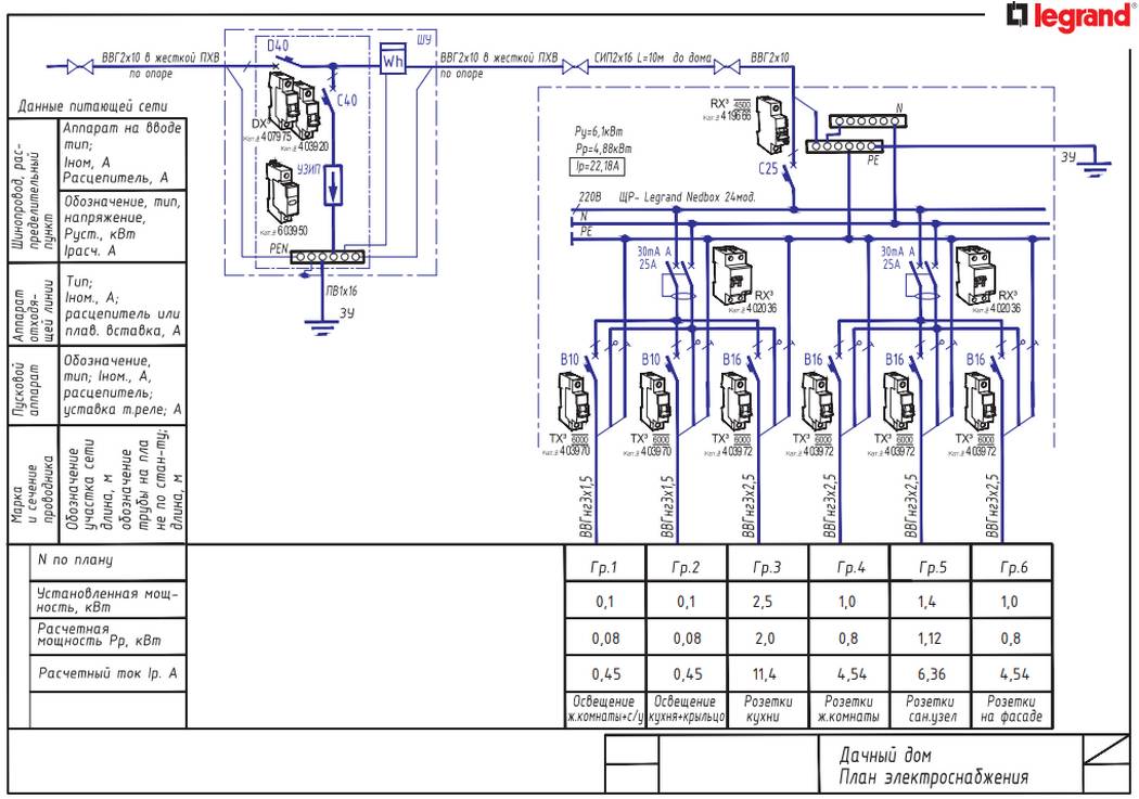 Схема электрическая жилого дома
