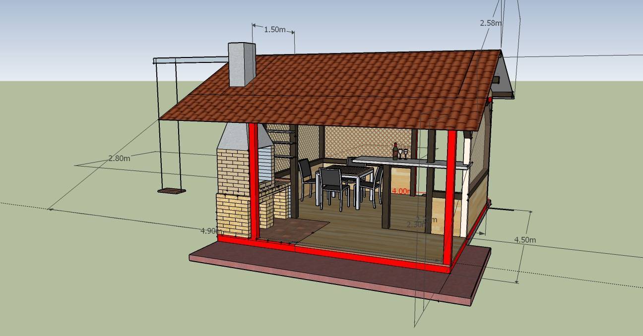 План беседки с мангалом