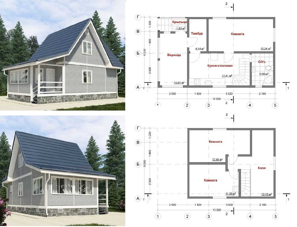Планировка дома 6*8 с мансардой