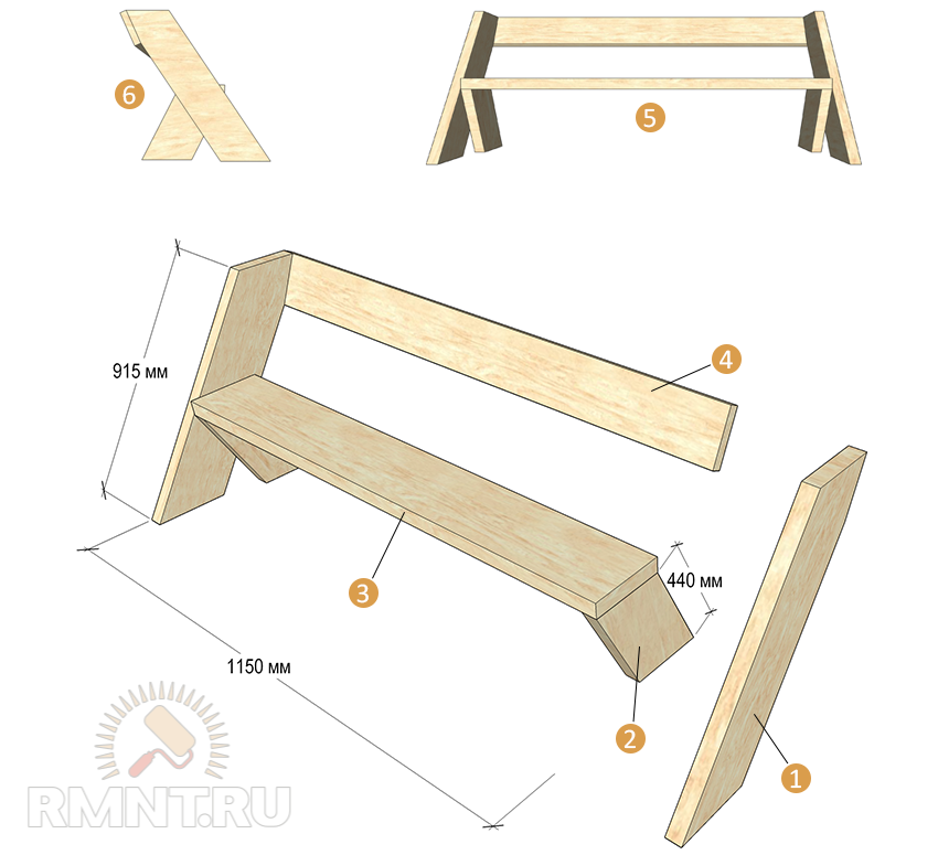 Чертежи скамеек из дерева своими руками