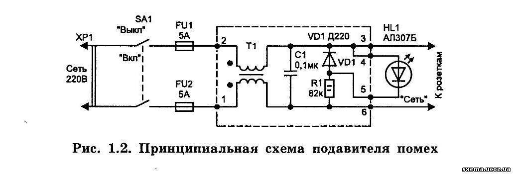 Схема изготовления сетевого фильтра под напряжение 220в