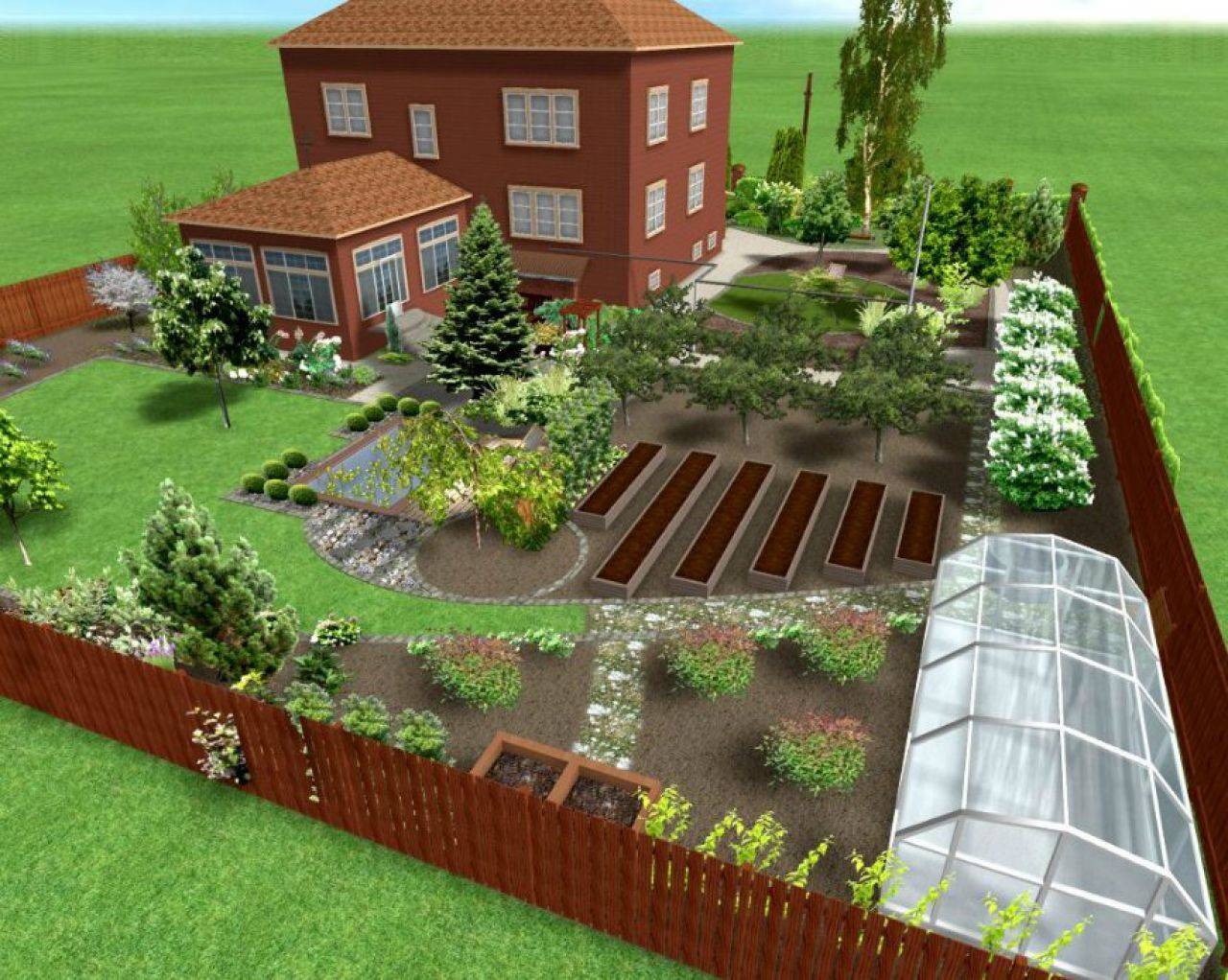 разделение огорода и зоны отдыха на даче
